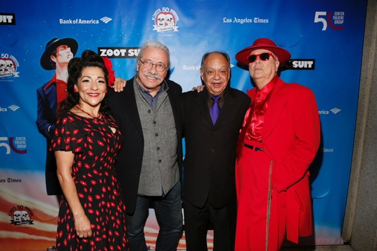 Linda Lopez, actors Edward James Olmos, Cheech Marin and Daniel Guerrero at 