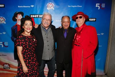 Linda Lopez, actors Edward James Olmos, Cheech Marin and Daniel Guerrero Photo