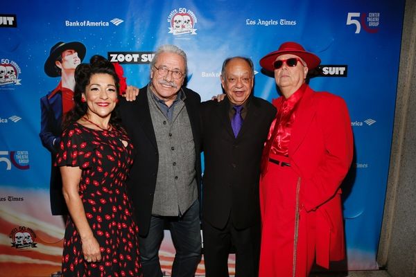 Linda Lopez, actors Edward James Olmos, Cheech Marin and Daniel Guerrero Photo