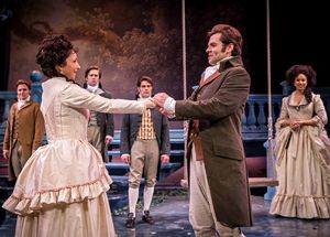 Rosaline (Laura Rook) finds a match in the witty Berowne (Nate Burger), as the court  Photo