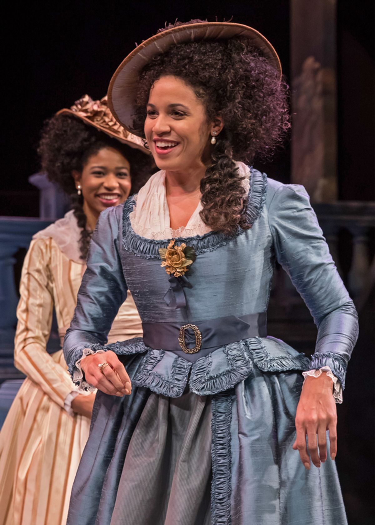 The kingâ€™s plan is put to the test by the arrival of the winsome Princess of France (Jennie Greenberry) and her gentlewomen (at back, Jennifer Latimore)â€”and the ensuing hysterical misadventures in Chicago Shakespeare Theaterâ€™s production of Loveâ€™s at 