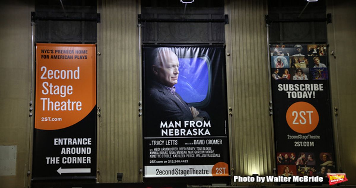 Theatre Marquee for the Off-Broadway Opening Night performance of 'Man From Nebraska' at the Second StageTheatre on February 15, 2017 in New York City. at 