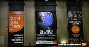 Theatre Marquee for the Off-Broadway Opening Night performance of 'Man From Nebraska' Photo