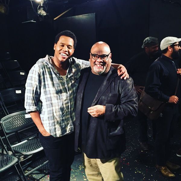 Stew with a cast member of SRO's PASSING STRANGE Photo