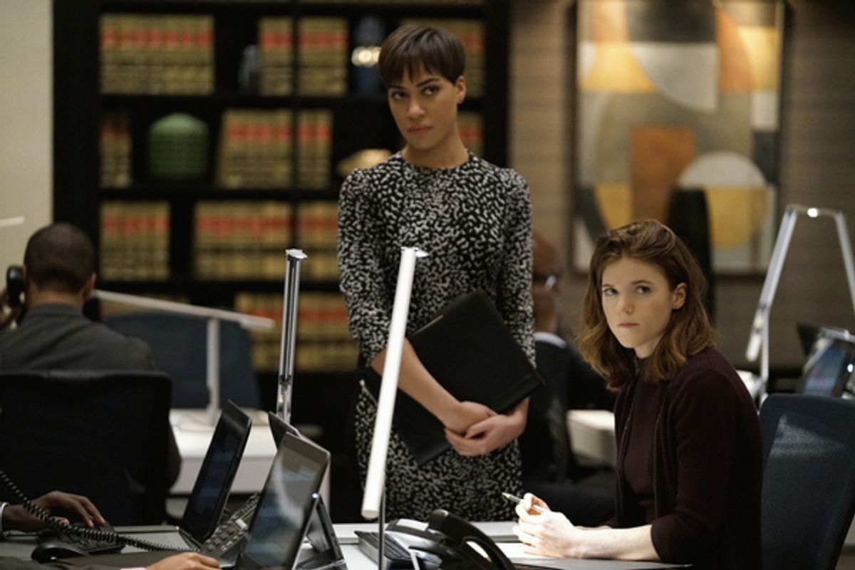 Cush Jumbo as Lucca Quinn, Rose Leslie as Maia Rindell. Photo Cr: Patrick Harbron/CBS  at 