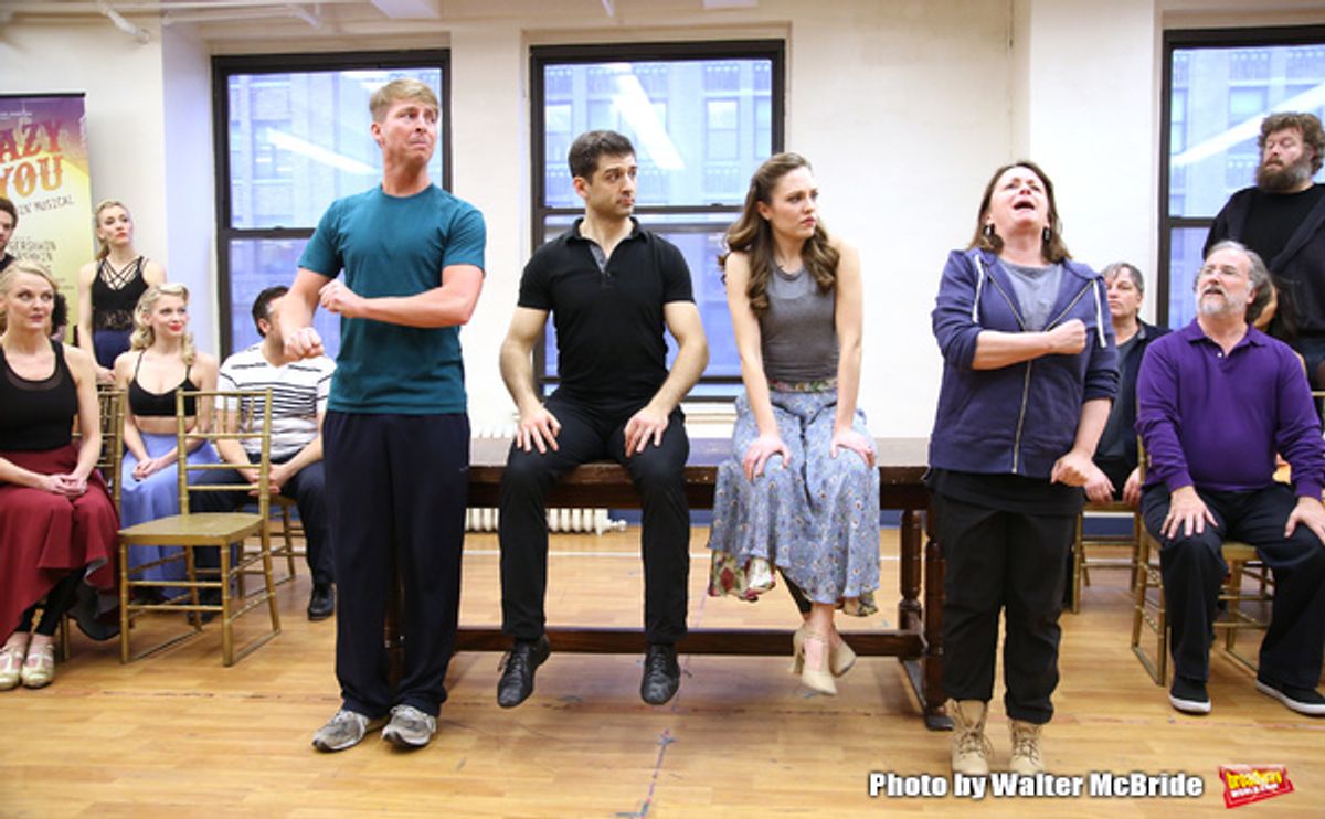 Jack McBrayer, Tony Yazbeck, Laura Osnes, Rachel Dratch and Mark Linn-Baker at 