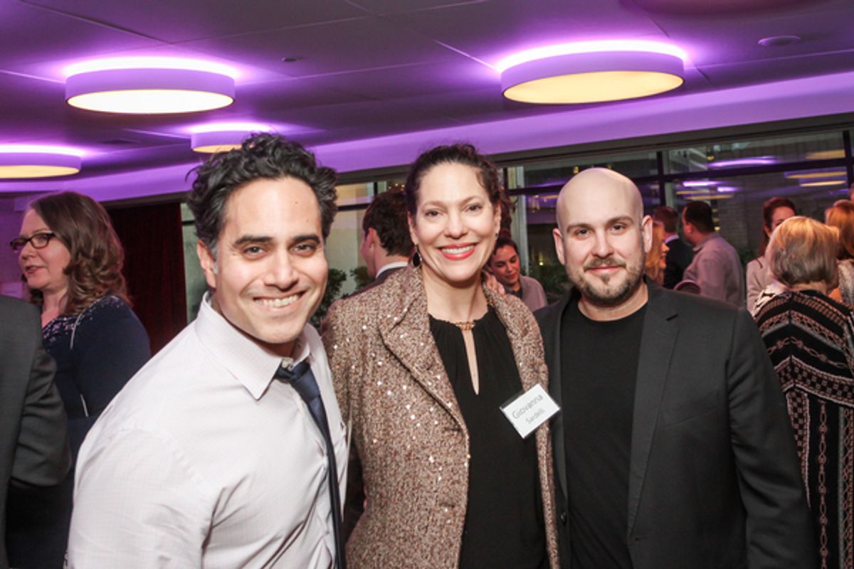 Rajiv Joseph, Giovanna Sardelli and Robert Askins attend NSangou Njikamâ€™s World Premiere Syncing Ink on Opening Night, part of the Alley Theatre All New Play Festival. February 8, 2017. Photo by Kim Coffman. at 