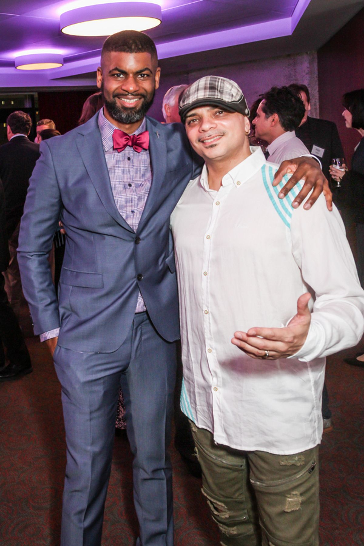 Flea Theater Artistic Director Niegel Smith and choreographer Gabriel â€"Kwikstepâ€ Dionisio attend NSangou Njikamâ€™s World Premiere Syncing Ink on Opening Night, part of the Alley Theatre All New Play Festival. February 8, 2017. Photo by Kim Coffman. at 