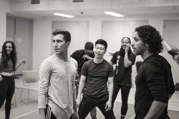 Luis Salgado with Matthew Oster, Joomin Hwang, and the company Photo