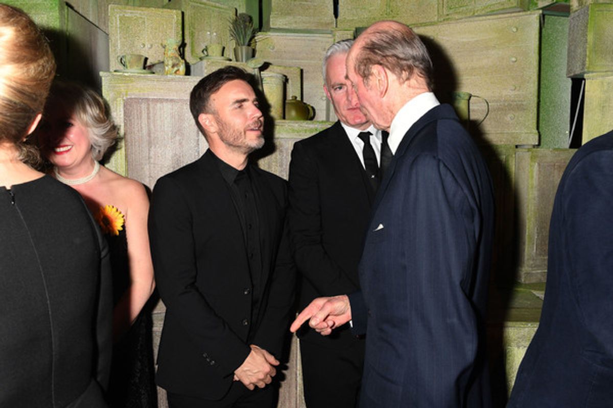 The Duke of Kent meets Gary Barlow and Tim Firth at 