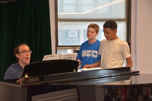 Michael Hopewell rehearses with Zach Anderson and Ezequiel Pujos Photo