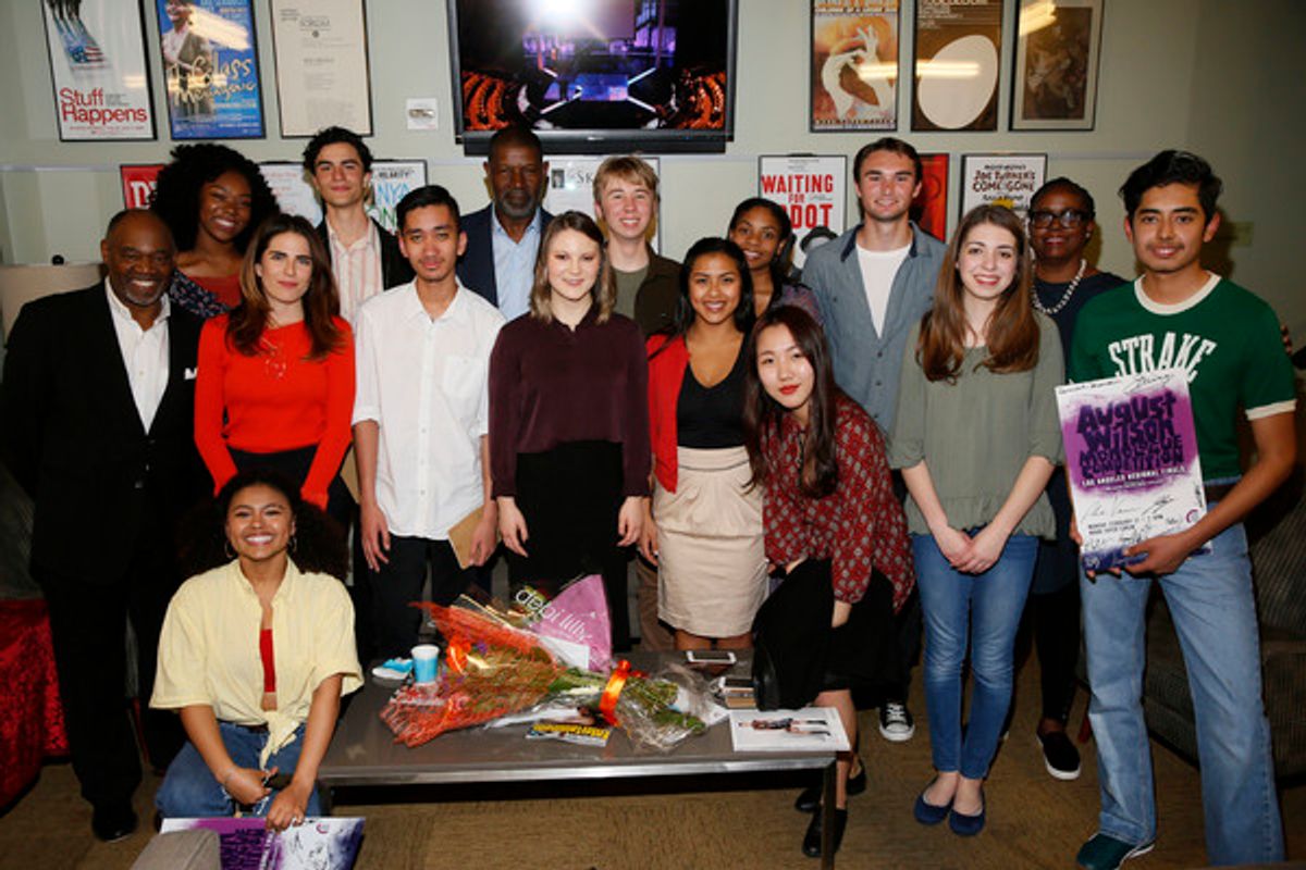 The judges and regional finalists backstage at the Mark Taper Forum after the 2017 August Wilson Monologue Competition at 