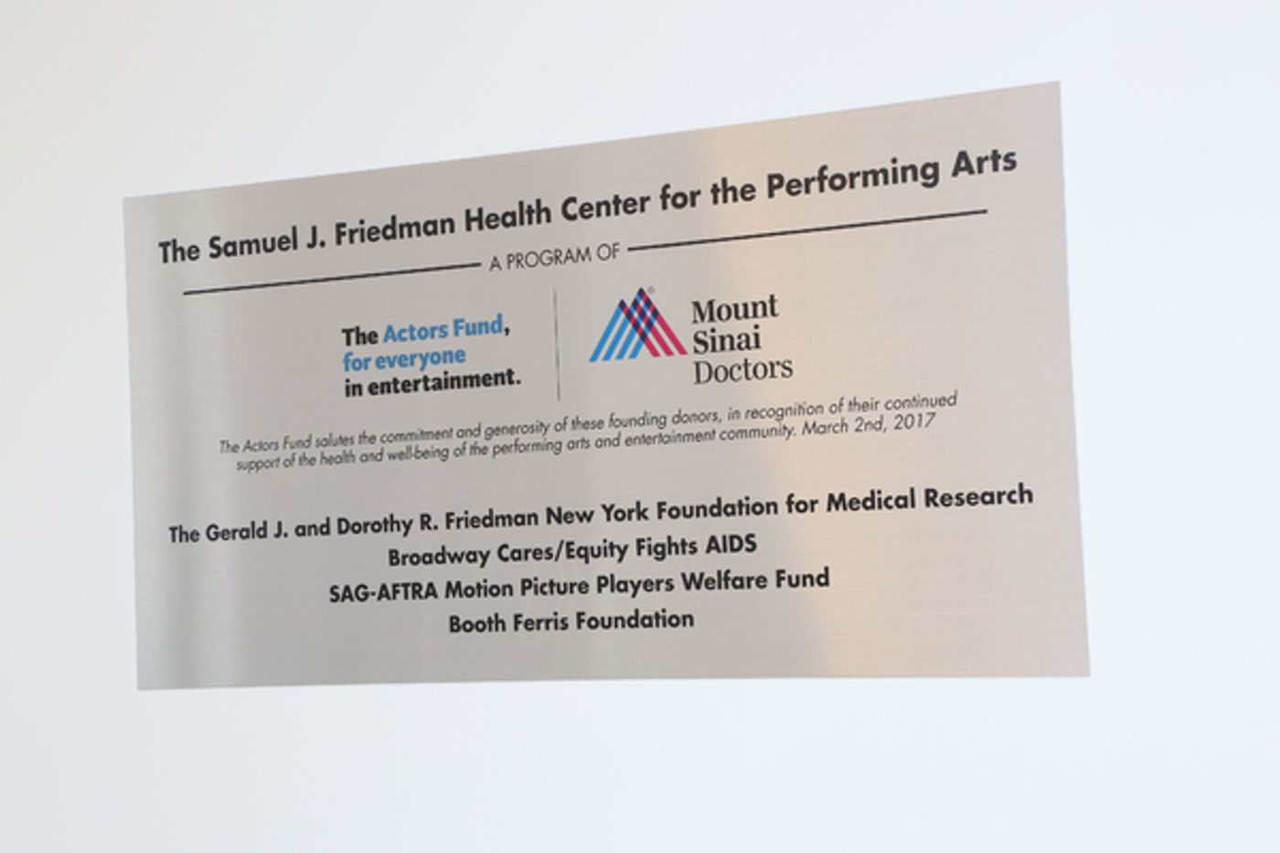 Photo Flash: The Actors Fund Opens Friedman Health Center for the Performing Arts  Image