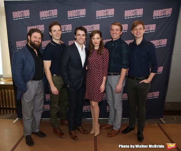 Brandon James Ellis, Joe Carroll, Corey Cott, Laura Osnes, Geoff Packard and James Na Photo