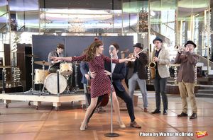 Corey Cott and Laura Osnes with cast @ BroadwayWorld Corey Cott and Laura Osnes with cast Photo