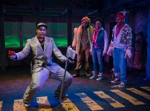 (left to right) Steven Perkins, Chuckie Benson, Sydney Charles and Gilbert Domally in Kokandy Productions’ revival of THE WIZ, directed by Lili-Anne Brown with music direction by Jimmy Morehead. Photo by Michael Brosilow. @ BroadwayWorld (left to right) Steven Perkins, Chuckie Benson, Sydney Charles and Gilbert Domally in Photo