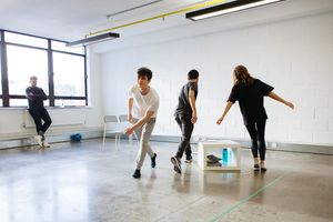 Fionn Whitehead, Manish Gandhi and Ella Purnell Photo