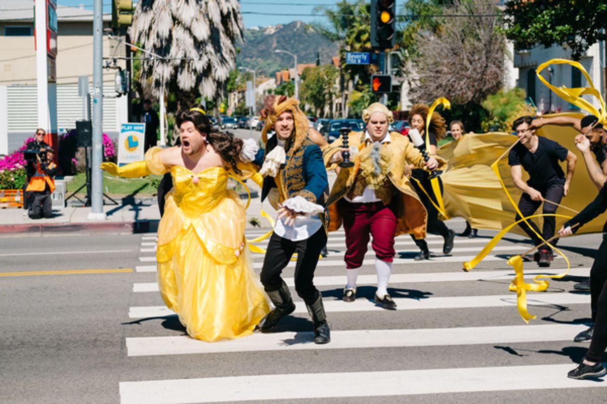 James Corden, Dan Stevens, Josh Gad at 