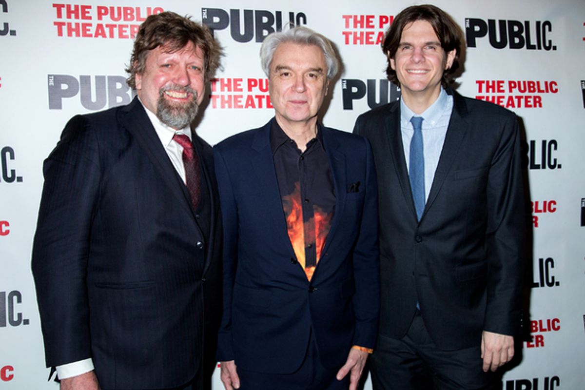 Oskar Eustis, David Byrne, Alex Timbers at 