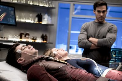 Grant Gustin, Melissa Benoist and Chris Wood  Photo