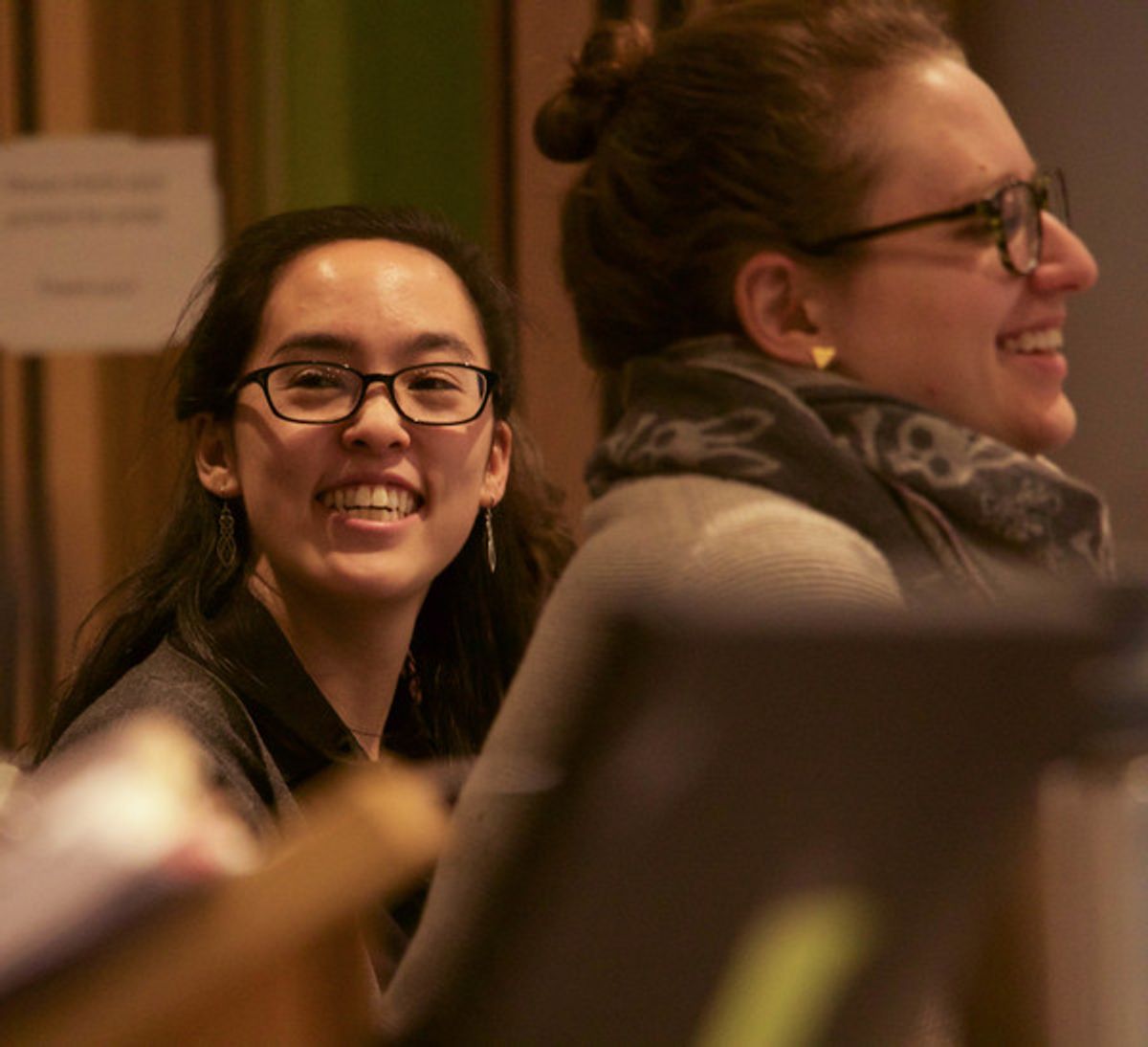 Playwright Lauren Yee and Script Assistant Sophie Blumberg at 