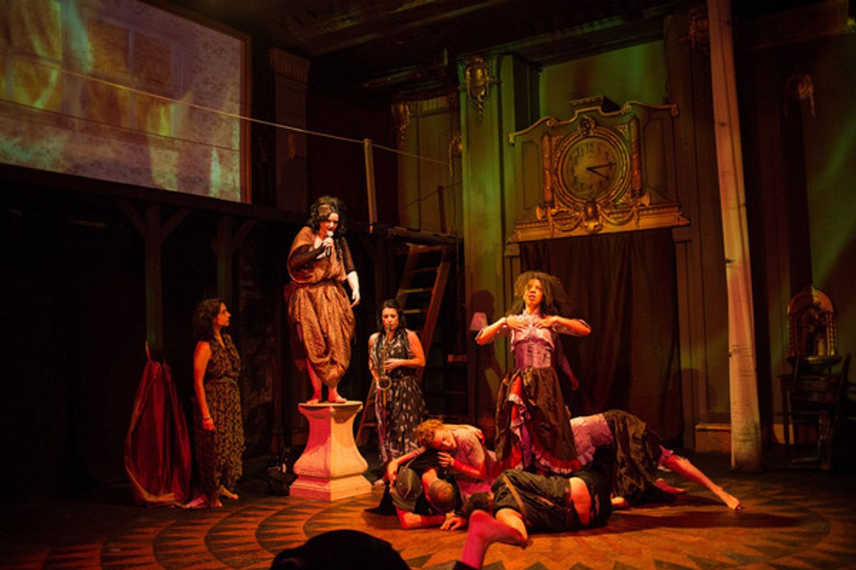 (left to right) LucÃ­a Mier y TerÃ¡n Romero, Ruth Margraff, Anita Darwish, Cooper Forsman, Kelsey Shipley, Nigel Brown, Emma Ladji and McCambridge Dowd-Whipple in Red Tape Theatre and Walkabout Theater Companyâ€™s world premiere co-production of MOTHER OF at 