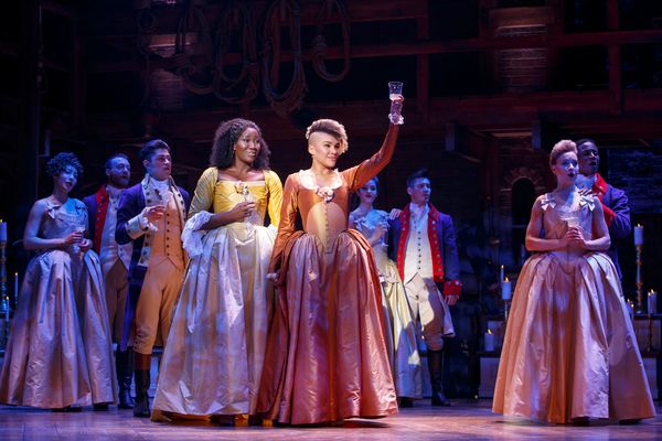 Solea Pfeiffer, Emmy Raver- Lampman, Amber Iman, Hamilton Company Photo