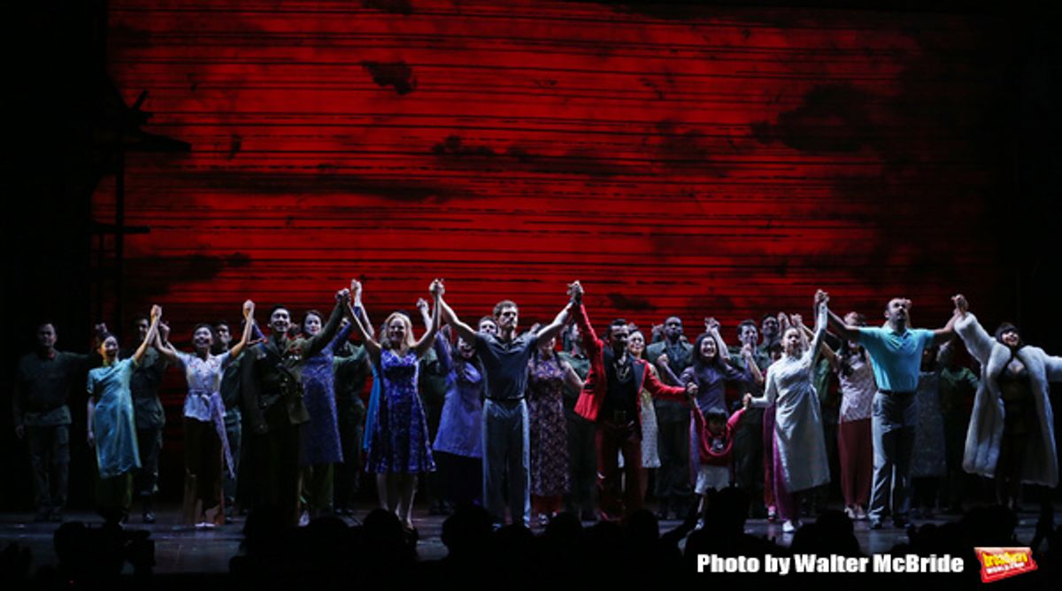 Devin Haw, Katie Rose Clarke, Alistair Brammer, Jon Jon Briones, Eva Noblezada, Nicholas, Christopher Rachelle Ann Go at 