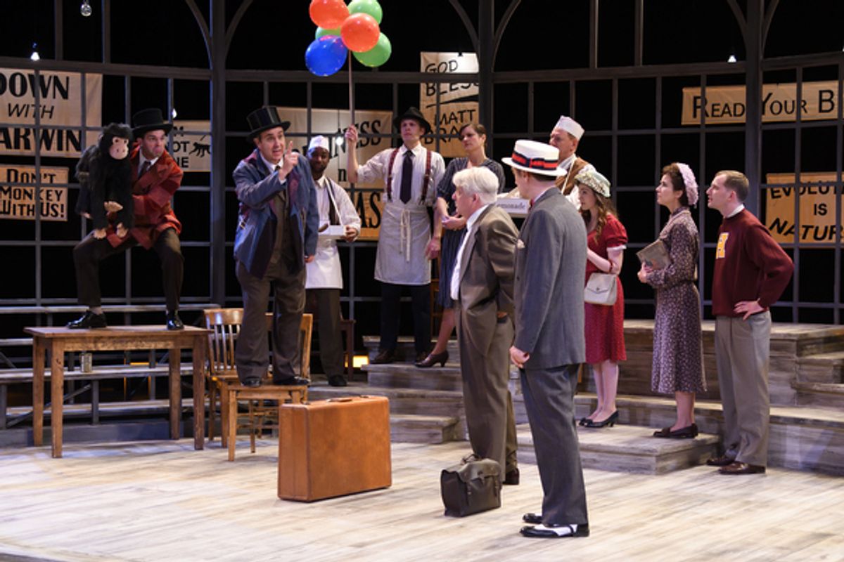 Itâ€™s a circus-like environment in Hillsboro as the town prepares for the â€"Monkey Trialâ€ in Jerome Lawrence and Robert Edwin Leeâ€™s TonyÂ® Award-winning play, Inherit the Wind, which is on stage at Ocean State Theatre in Warwick through April 16. Fo at 