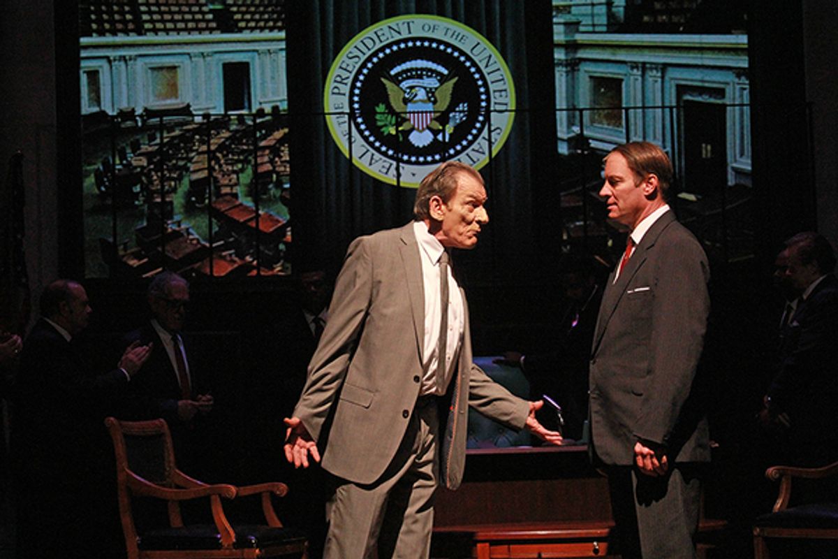 J. Kenneth Campell as President Lyndon B. Johnson and Tom Wahl as Hubert Humphrey  at 