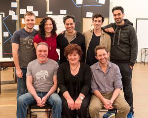 (top row) Cast member Josiah Bania, director Giovanna Sardelli, playwright Rajiv Joseph and cast members Stephen Stocking and Ramiz Monsef; (bottom row) cast members Patrick Page, Stephanie McVay and Todd Weeks @ BroadwayWorld (top row) Cast member Josiah Bania, director Giovanna Sardelli, playwright Rajiv Jose Photo