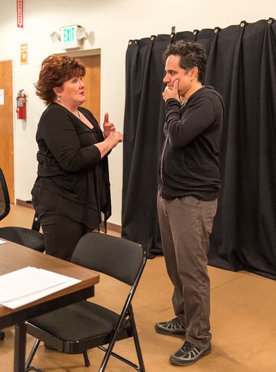 Cast member Stephanie McVay and playwright Rajiv Joseph Photo