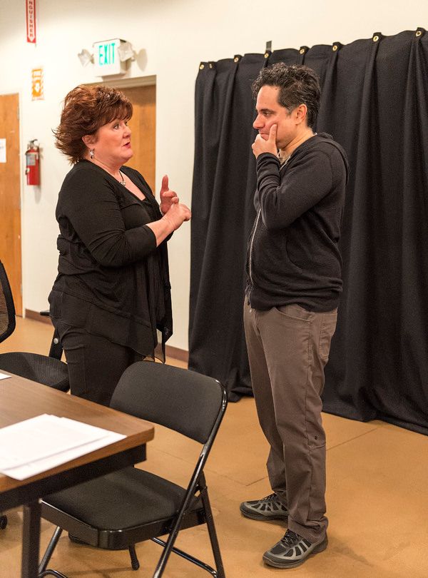 Cast member Stephanie McVay and playwright Rajiv Joseph Photo