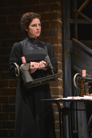 Frustrated from her time in the sweatshop Rebecca (Kyra Miller) takes her sewing machine in TheatreWorks Silicon Valley's Rags, a musical saga of immigrant America. Rags is presented at the Mountain View Center for the Performing Arts April now through 30 @ BroadwayWorld Frustrated from her time in the sweatshop Rebecca (Kyra Miller) takes her sewing mach Photo