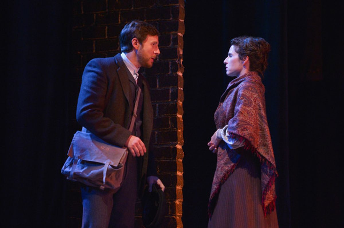 From L-R: Saul (Danny Rothman) tries to convince Rebecca (Kyra Miller) to join the union in TheatreWorks Silicon Valley's Rags, a musical saga of immigrant America. Rags is presented at the Mountain View Center for the Performing Arts April now through 30 at 