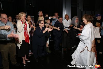 Joanna Glushak with Christine Ebersole and Patti Lupone and cast  Photo