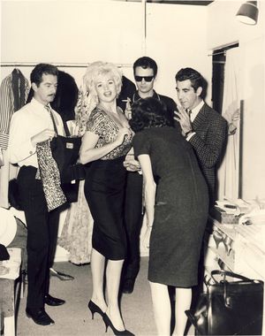Mr. Blackwell and Robert Spencer fitting with client, Jayne Mansfield Photo
