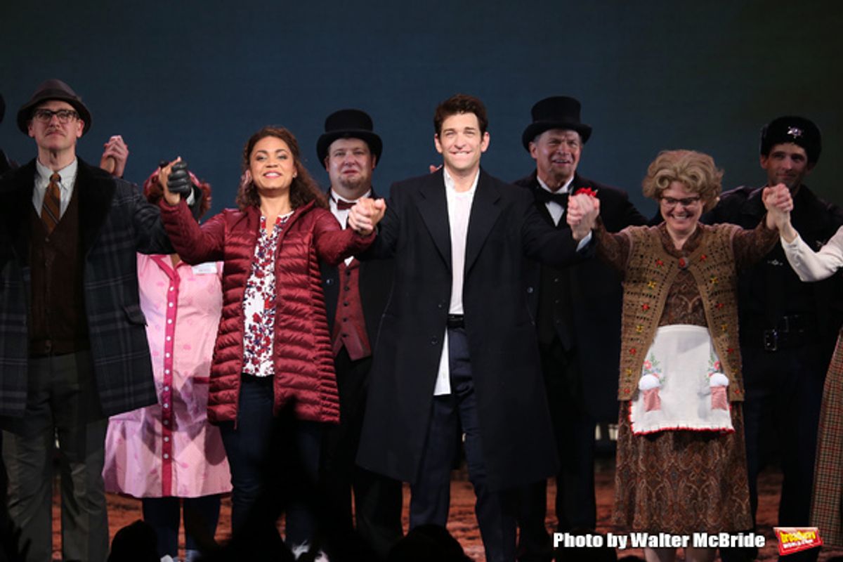 Barrett Doss and Andy Karl with cast at 