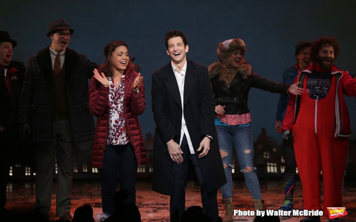 Barrett Doss and Andy Karl and cast at 