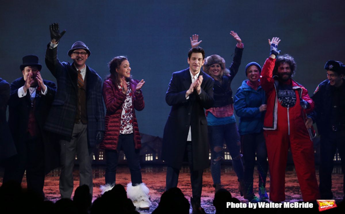 Barrett Doss and Andy Karl  with cast  at 