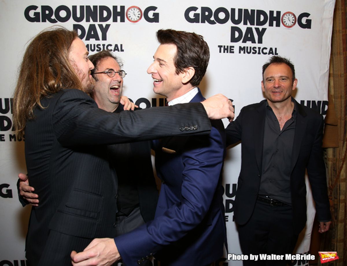 Tim Minchin, Danny Rubin, Andy Karl and Matthew Warchus at 