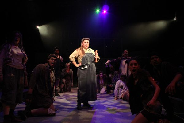 L-R: Emily Gordon (Ensemble), Malik Offor (Ensemble), Trey Cardona (Bobby Strong), Ho Photo