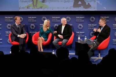 Robert Greenblatt, Kristin Chenoweth, Craig Zadan, Michael Schneider, Moderator Photo