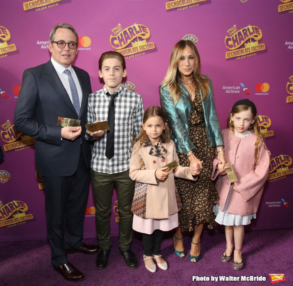 Matthew Broderick, James Wilkie Broderick, Sarah Jessica Parker, Marion Loretta Broderick, Tabitha Broderick  at 