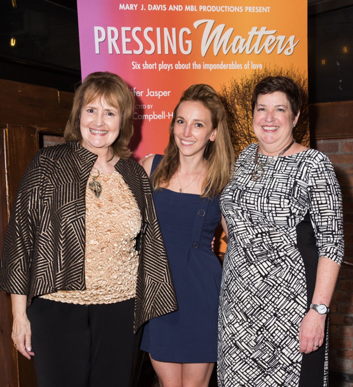 Producer Mary J. Davis,  Adrienne Campbell and playwright Jennifer Jasper at 