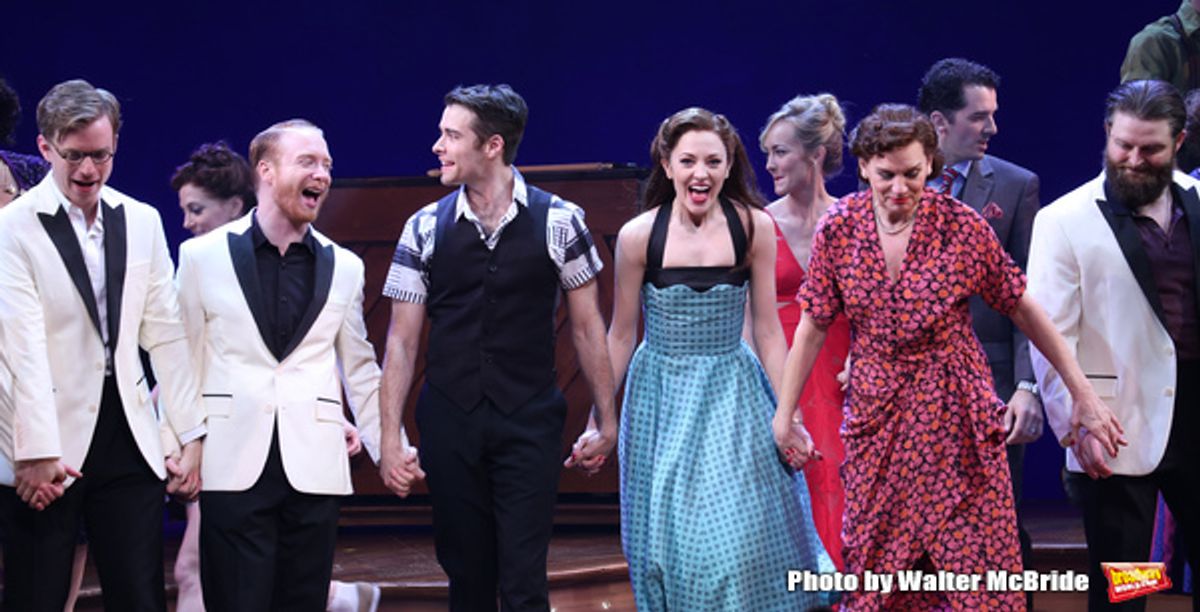 Corey Cott, Laura Osnes, Beth Leavel and cast at 