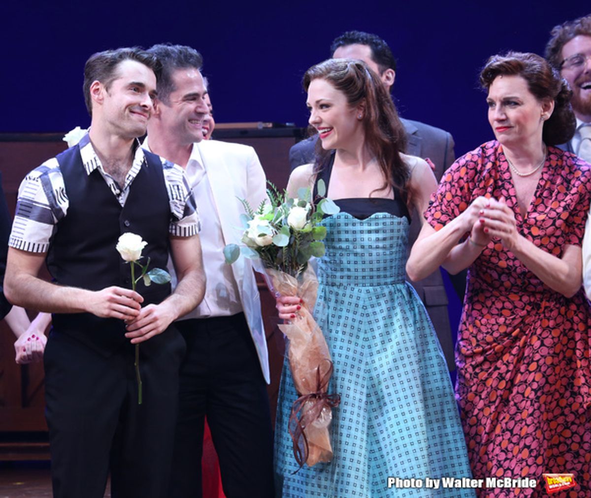 Corey Cott, Andy Blankenbuehler, Laura Osnes, Beth Leavel and cast  at 