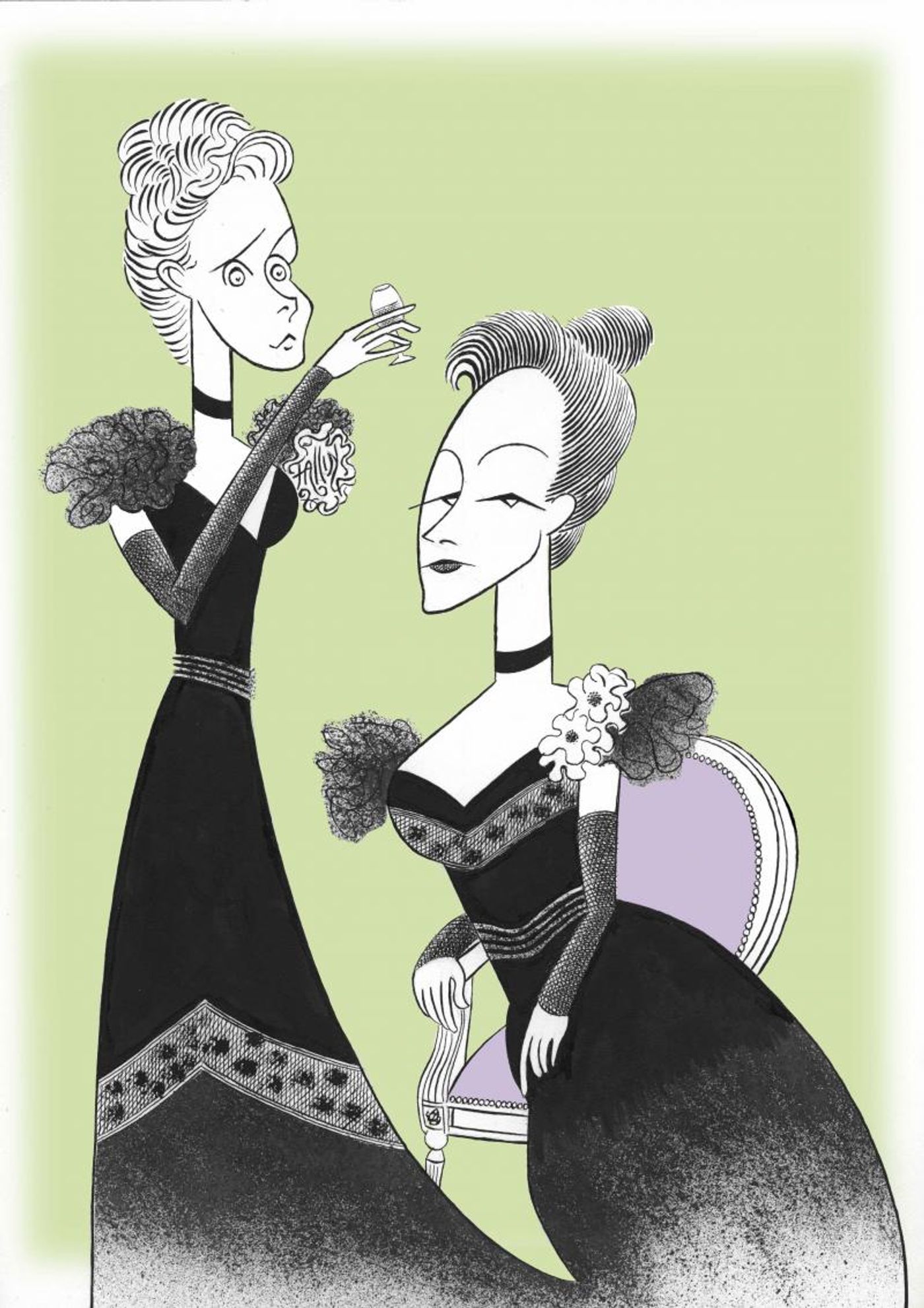 BWW Exclusive: Ken Fallin Draws the Stage - Cynthia Nixon and Laura Linney in THE LITTLE FOXES  Image