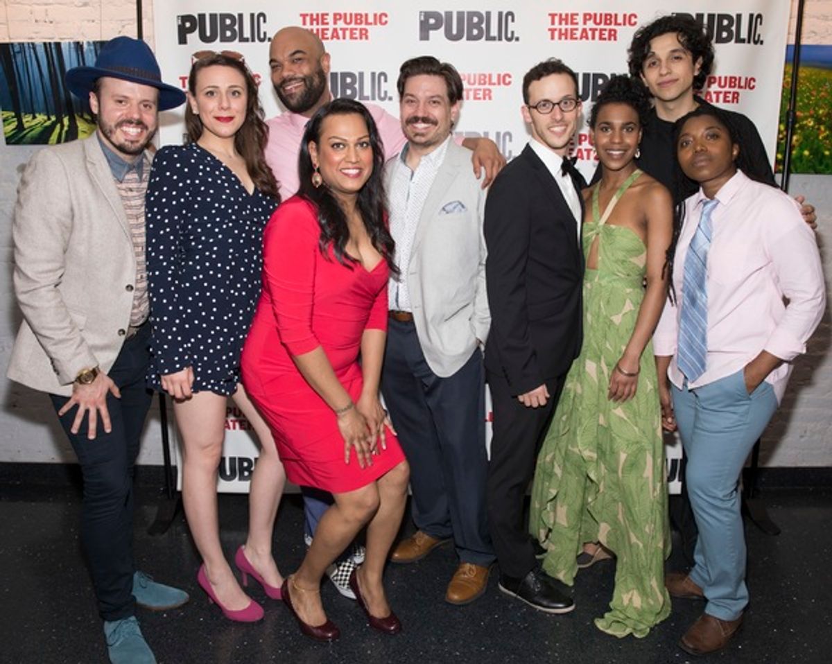 The company of The Public Theater's Mobile Unit production of TWELFTH NIGHT at the opening night celebration on April 27.  at 