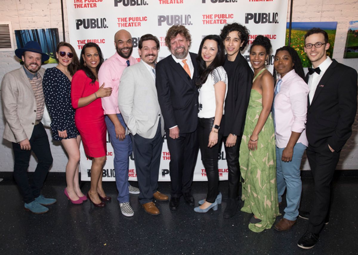 The company of The Public Theater's 60th anniversary Mobile Unit production of TWELFTH NIGHT with Public Theater Artistic Director Oskar Eustis, and The Public's Director of Special Artistic Projects Stephanie Ybarra at 
